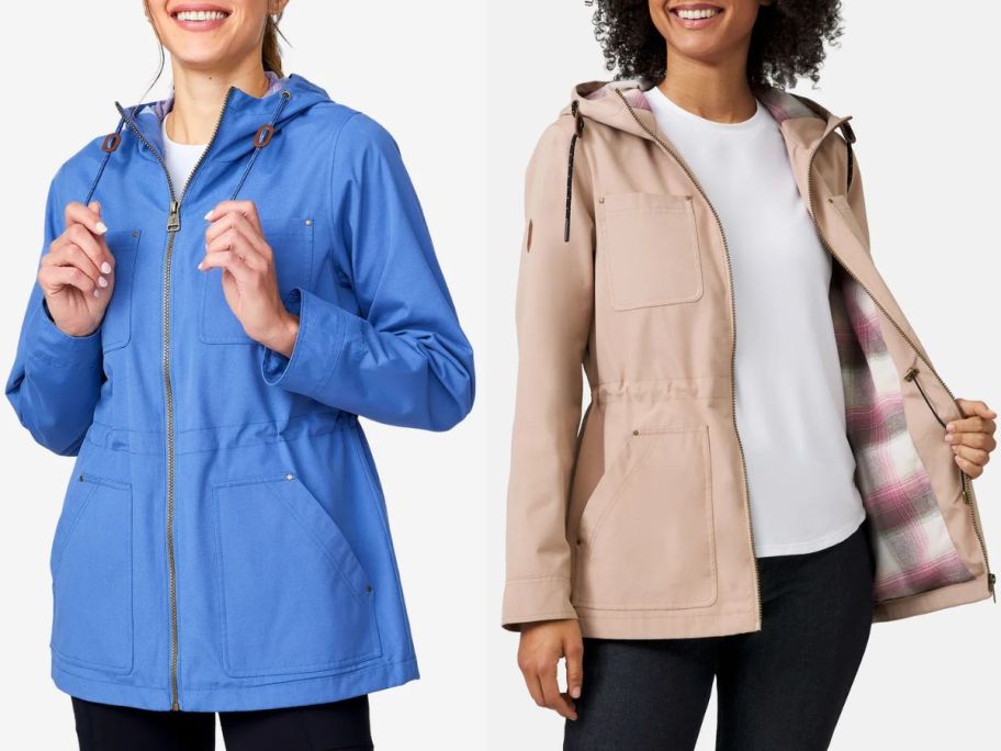 Stock images of two women wearing Free country jackets