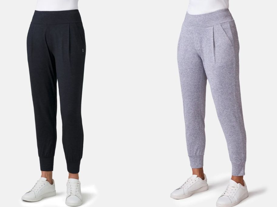 Stock images of two women's lower bodies wearing Free Country Cloud Knit joggers