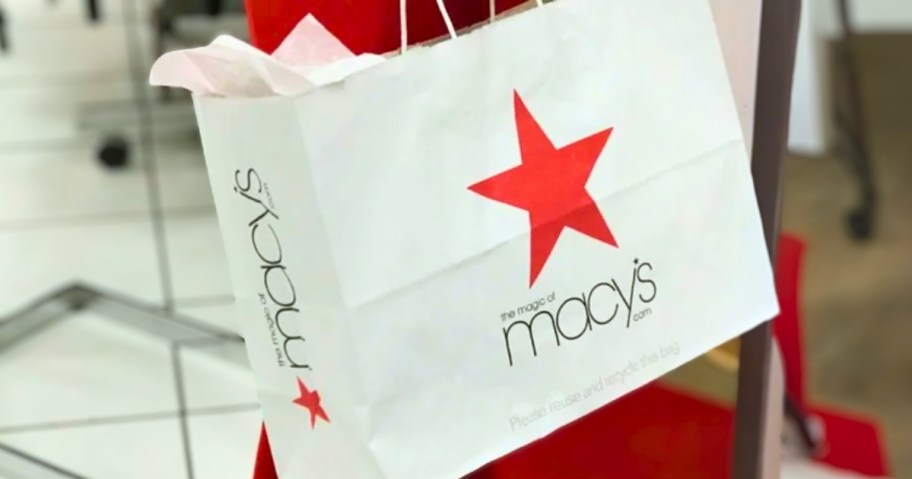 a Macys shopping bag
