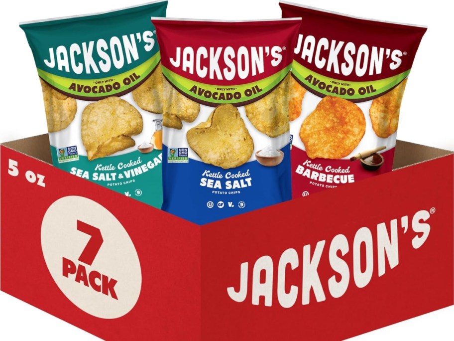 a box with individual size Jackson's Classic Kettle Chips