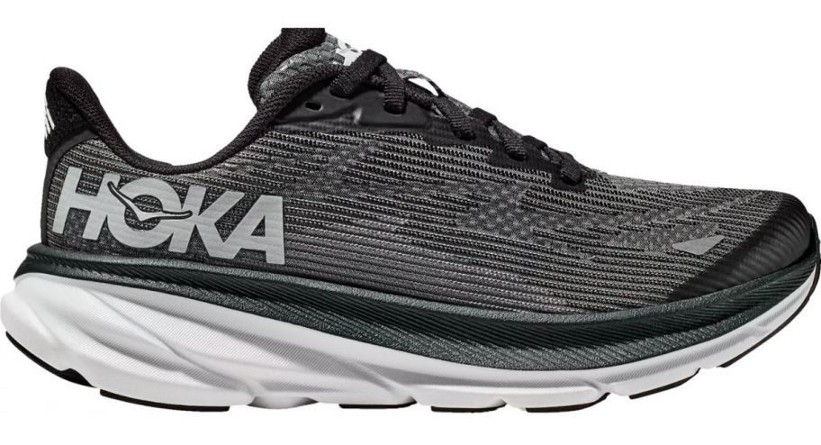 Hoka kids shoes in black and white