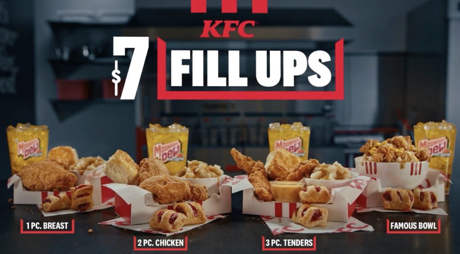 KFC Fill Up options shown on dark background