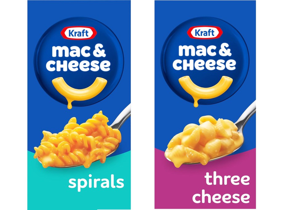boxes of spirals and three cheese mac & cheese