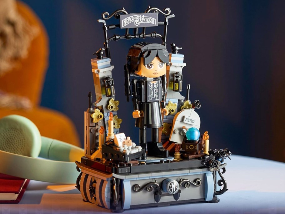 LEGO Wednesday Addams Figure on table