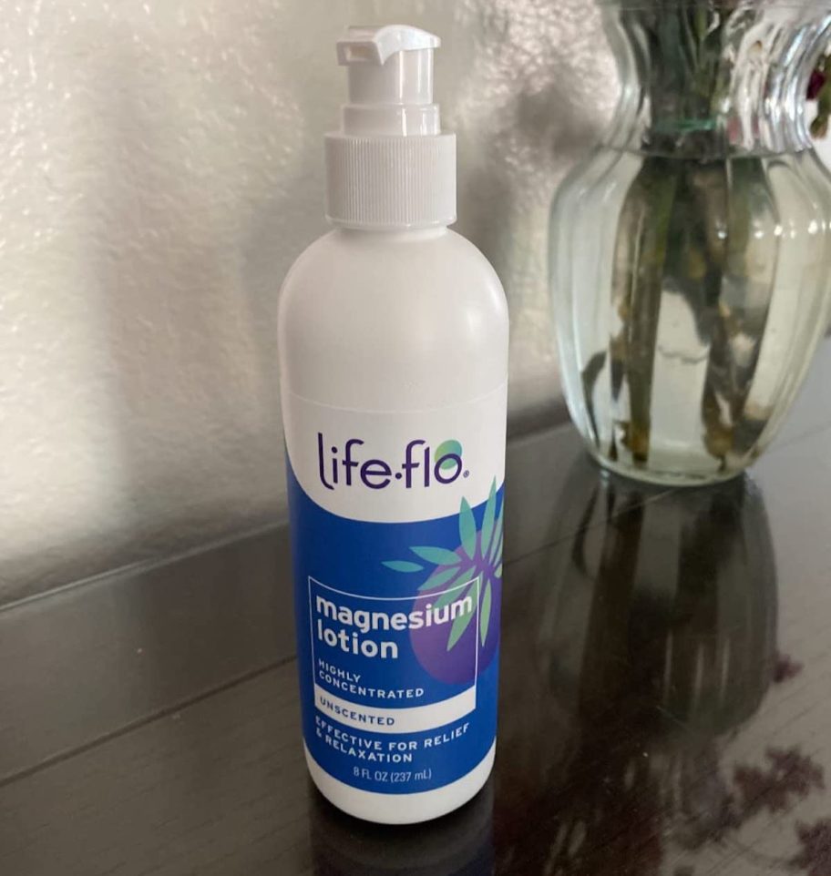Life-flo Magnesium Lotion on dresser