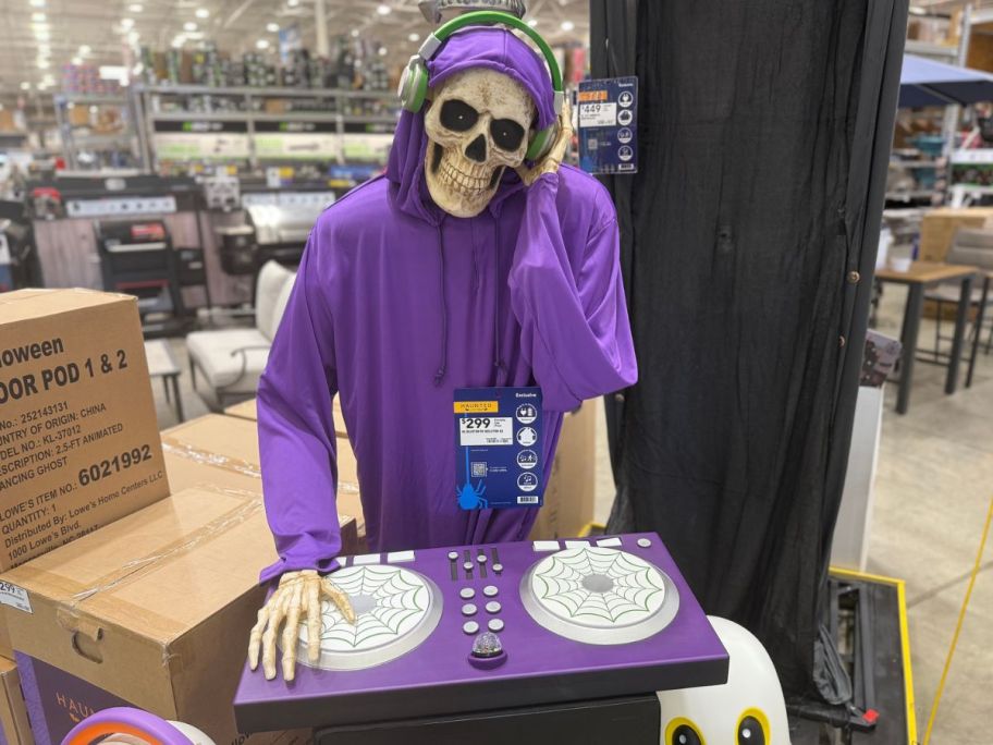 Haunted Living 5.5' Bluetooth DJ Webbs Skeleton Animatronic