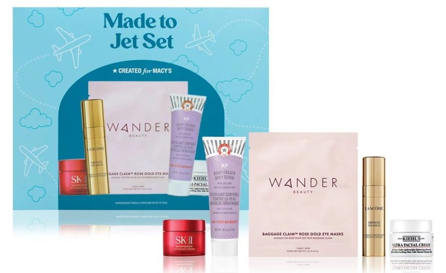 Made To Jet Set Skincare 5-Piece Set  displayed with items showcased outside of its box