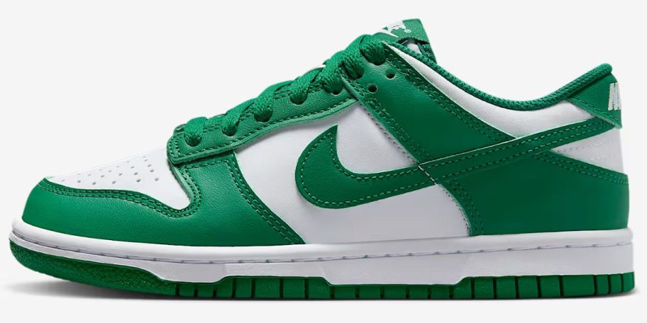 Nike Dunks in green and white