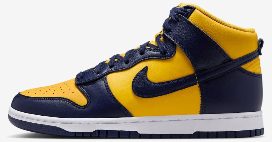 A yellow and navy shoe