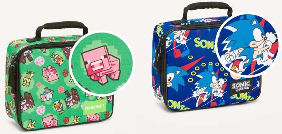 Stock images of two Old Navy Boy's Character Lunchboxes