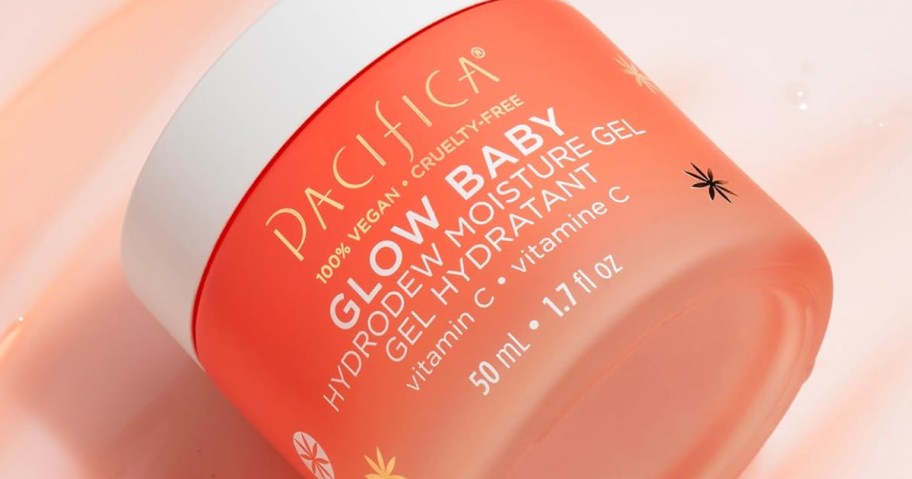 Pacifica Glow Baby Moisture Gel tub on display