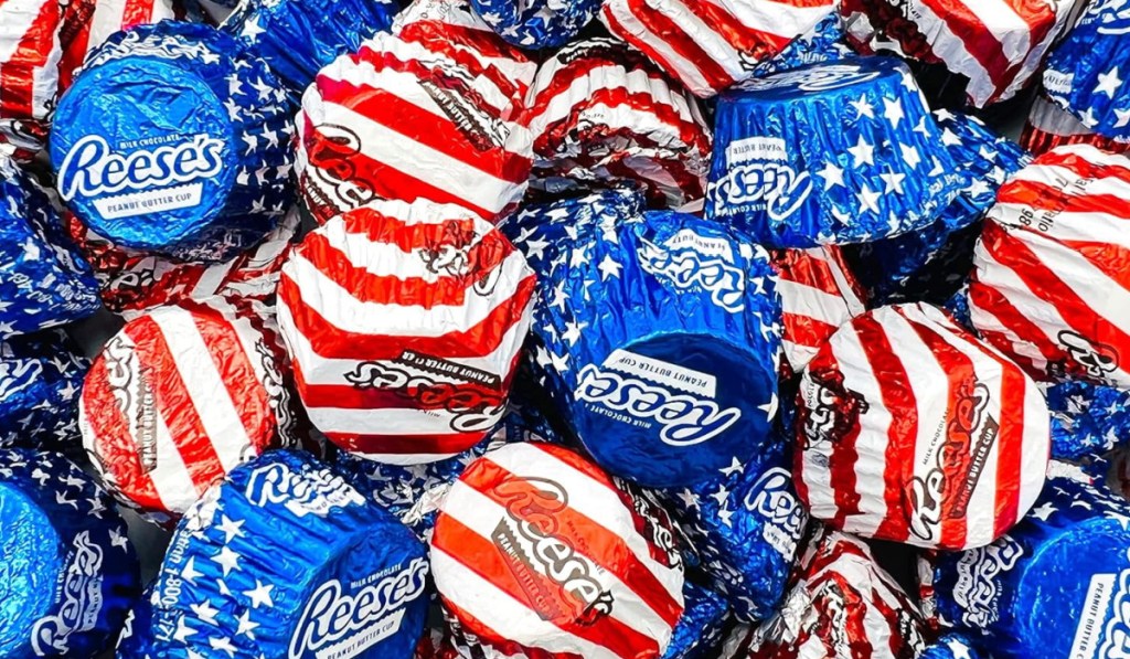 Red white and blue Reese's peanut butter cups
