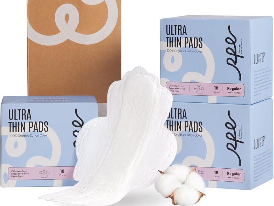 Stock image of RPE Life Size 3 Ultra-Thin Organic Pads w/ Wings 54-Count Pack