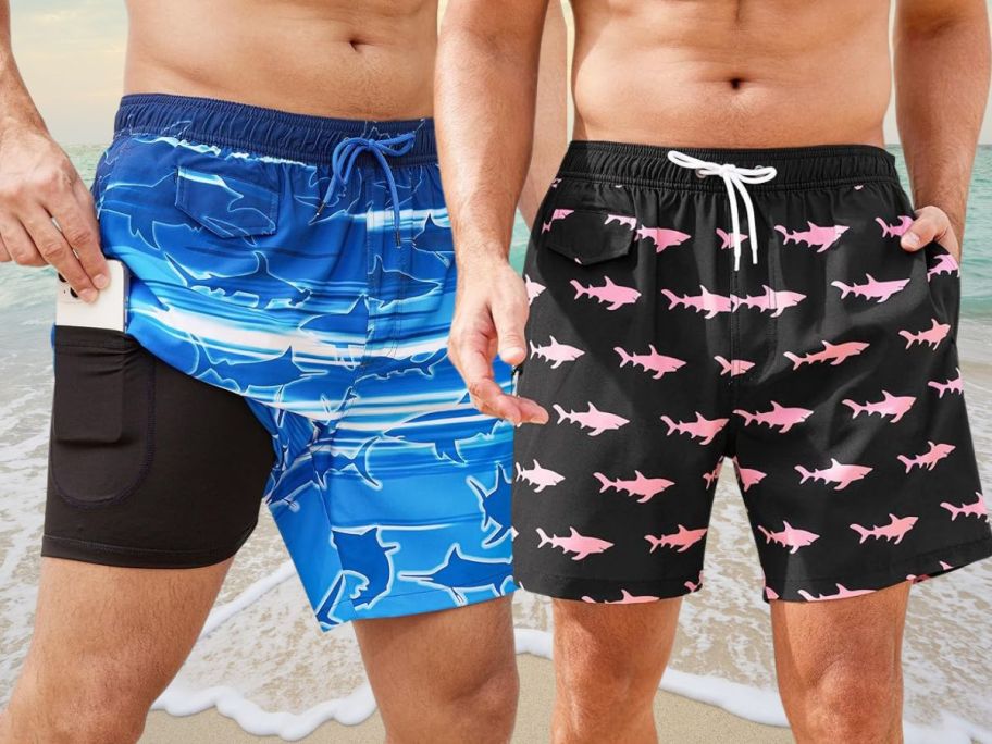 2 men wearing swim trunks