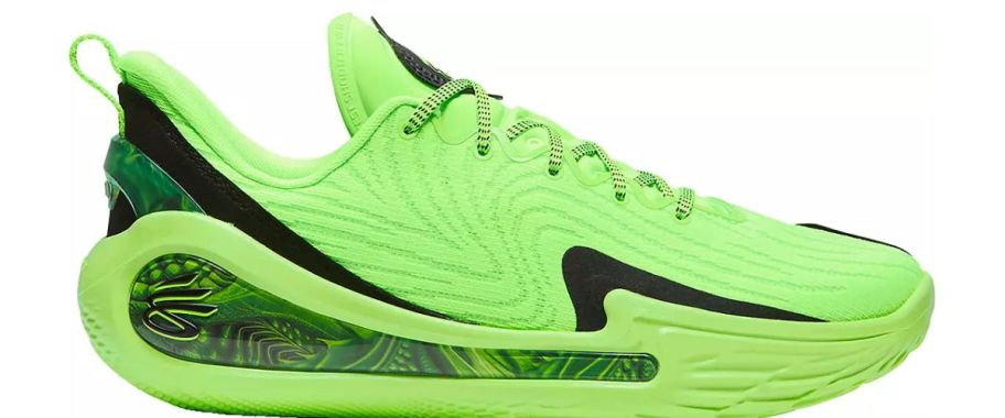 A neon green basketball shoe