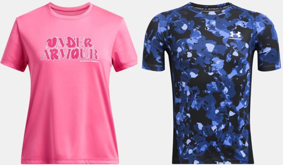 Stock images of two Under Armour Kids Shirts