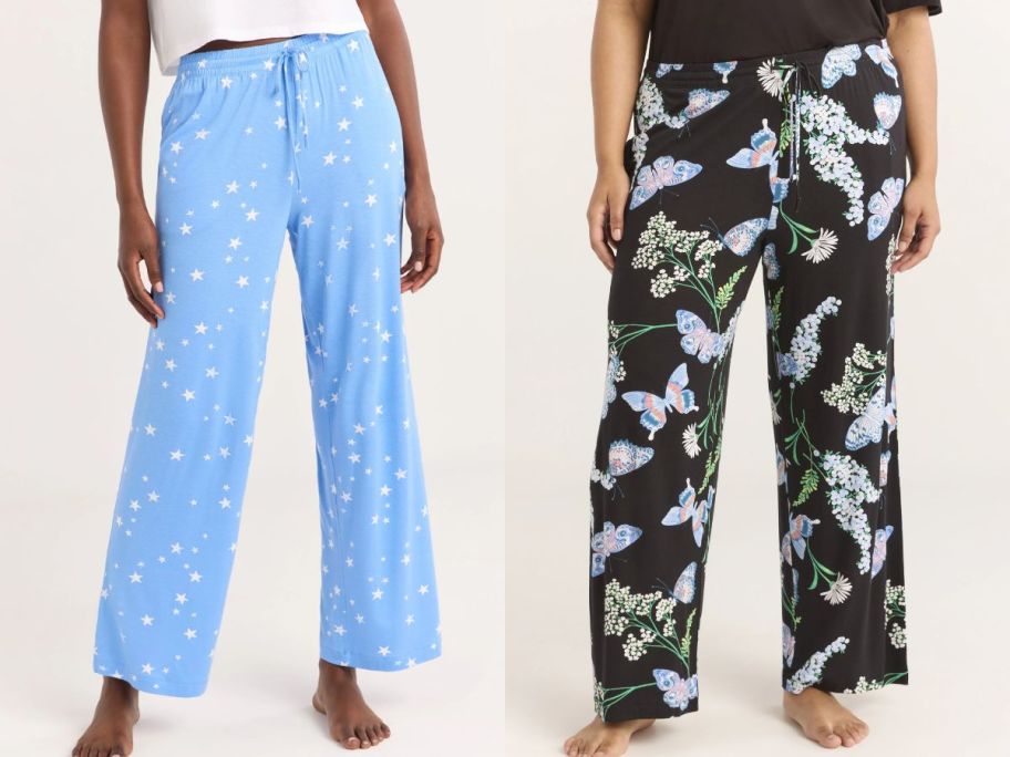stock images of two women wearing Walmart Pajama Pants