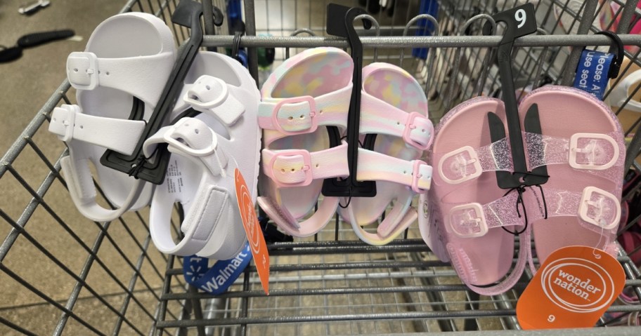 wonder nation kids buckle sandals in shopping cart at walmart