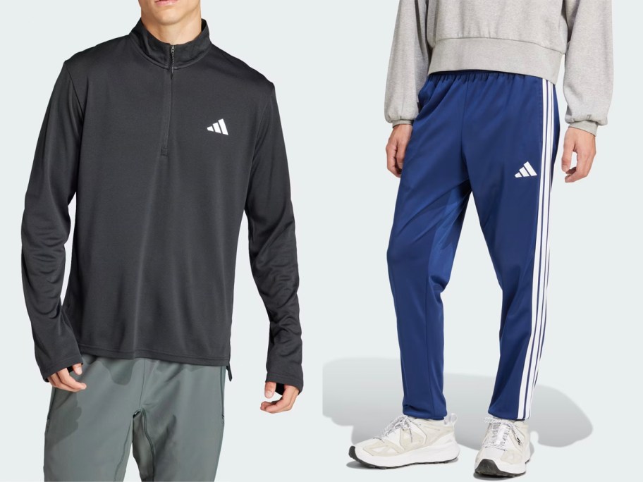 men wearing black jacket and blue pants 