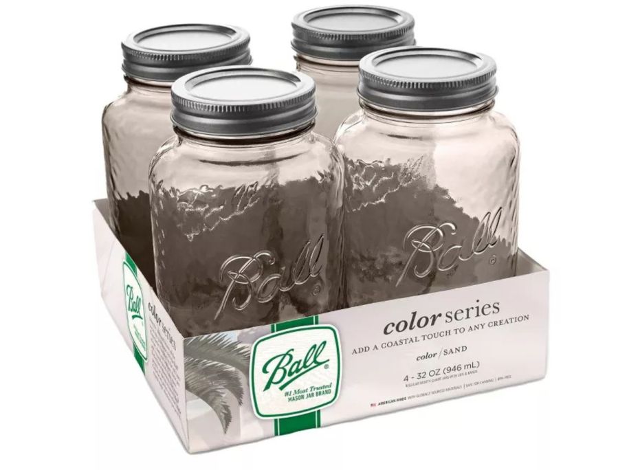 Ball 32oz Glass Regular Mouth Sand Mason Jar 4-Pack