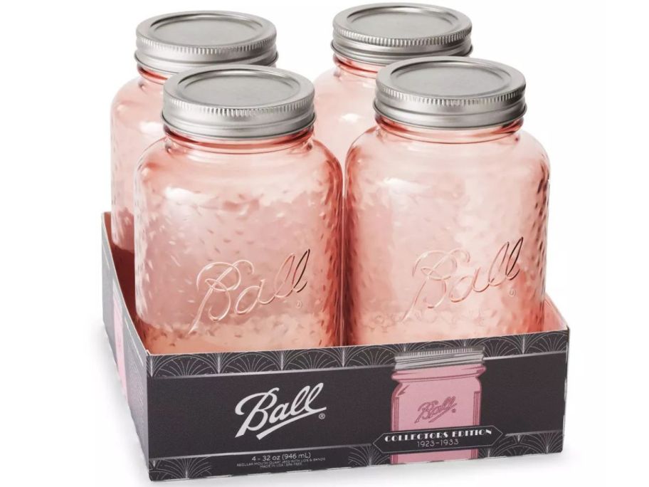 Ball 32oz Glass Regular Mouth Rose Vintage Mason Jar 4-Pack