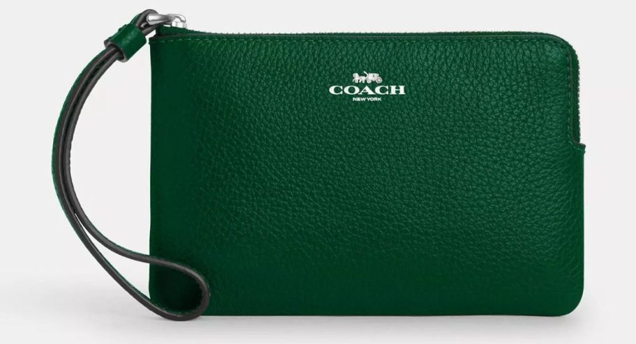 Coach Corner Zip Wristlet in Shamrock