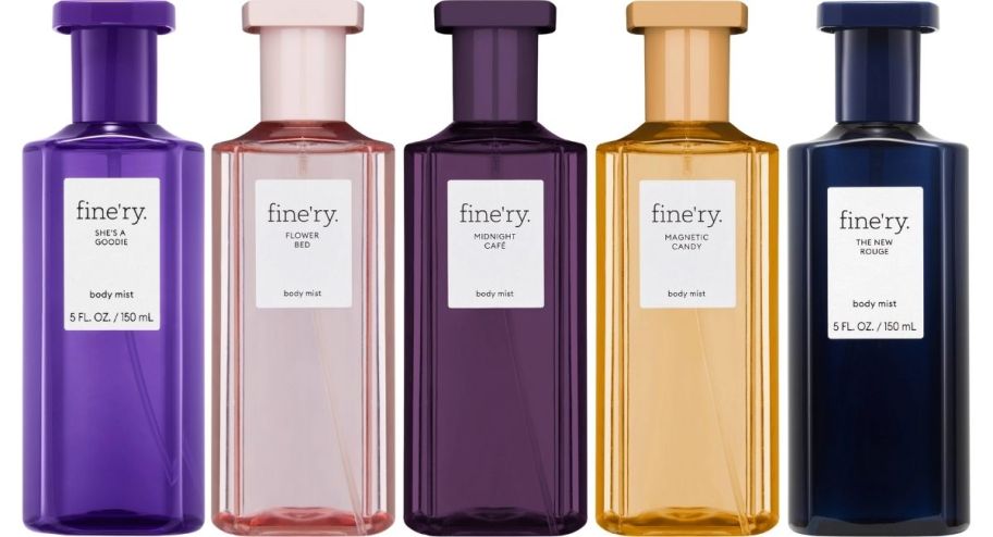 five bottle of body mist