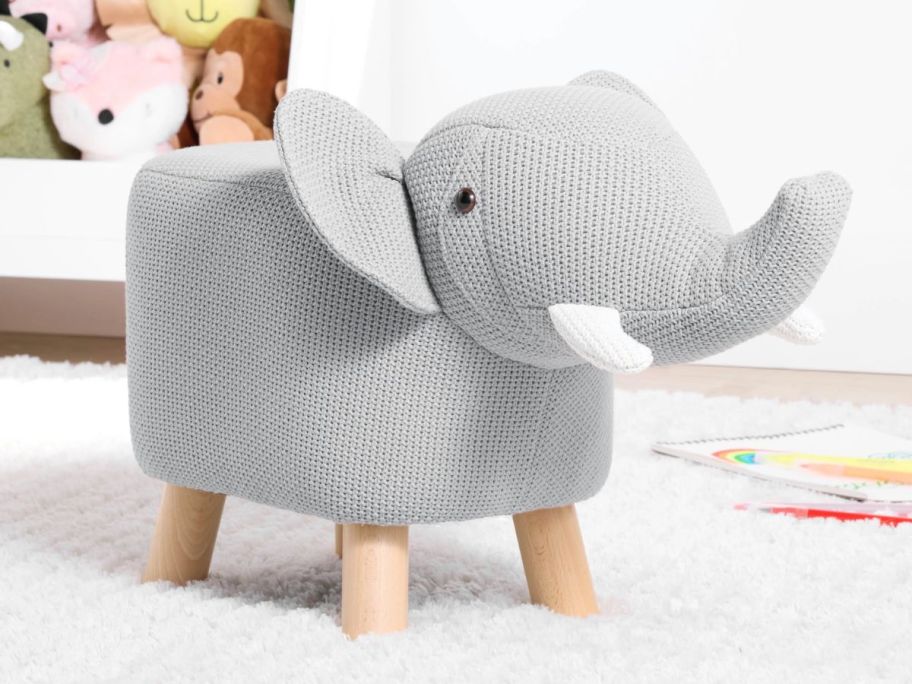 elephant foot stool in playroom