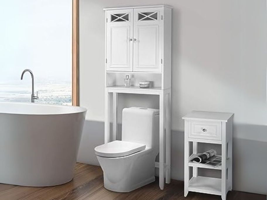 Teamson Home Dawson Wooden 2-Door Bathroom Cabinet over the toilet in bathroom