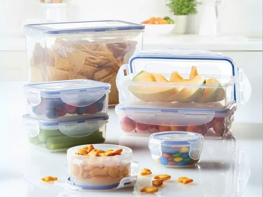 lock n lock set with food in them on counter