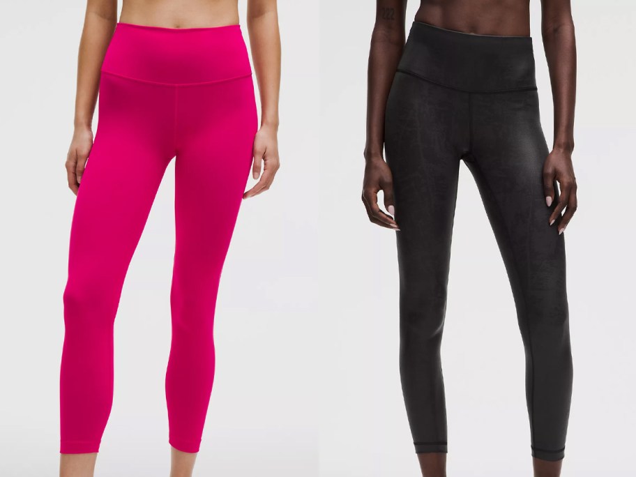 lululemon Women's Wunder Train High-Rise Tights and Wunder Train High-Rise Tight Matte Foil being worn by two models