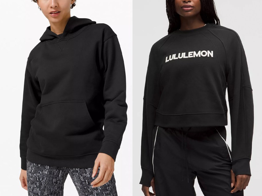 two women wearing black lululemon jackets