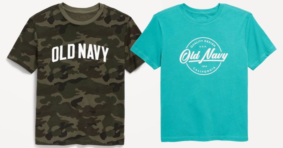 two old navy boys tops in camo and green