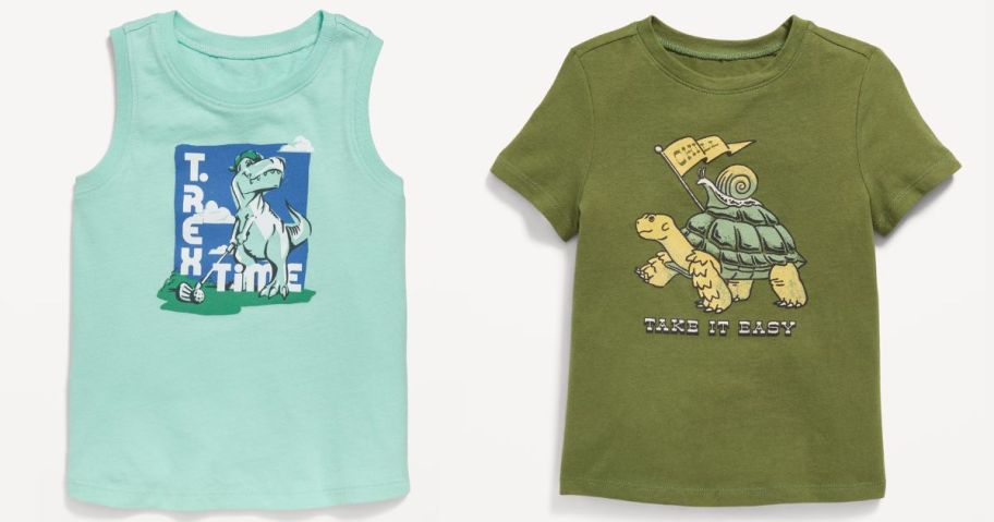 two old navy toddler boys tops in light green and pea green
