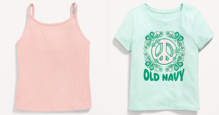 two old navy girls tops in pink and green