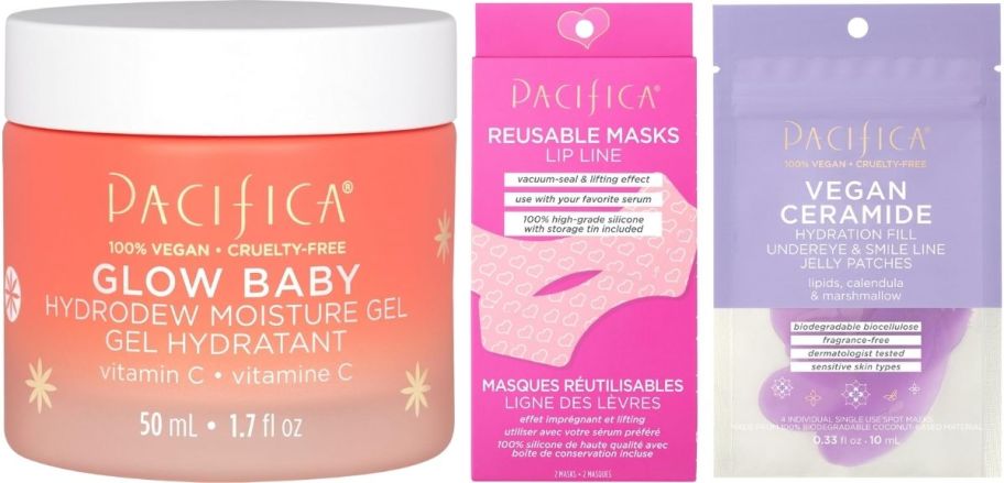 a jar of overnight mask, reusable lip masks, and a 4-pack of undereye masks 