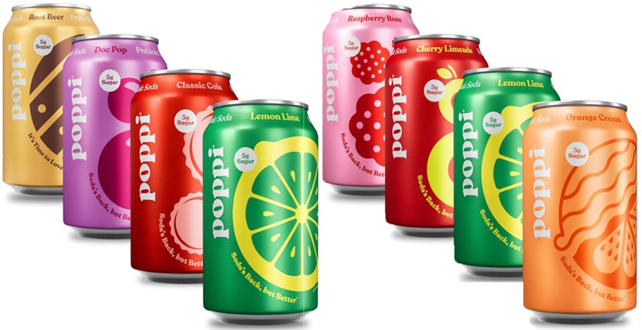 8 cans of poppi soda 