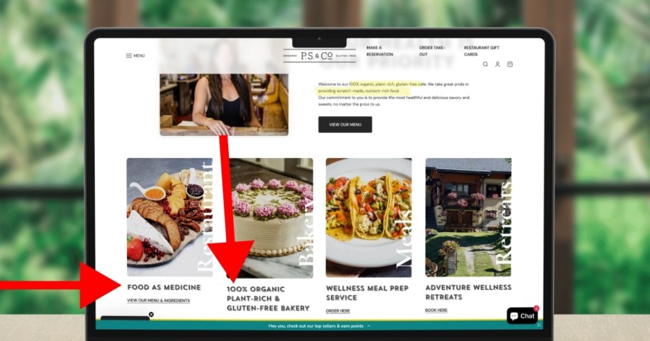 laptop with screenshot of healthy restaurant guidelines