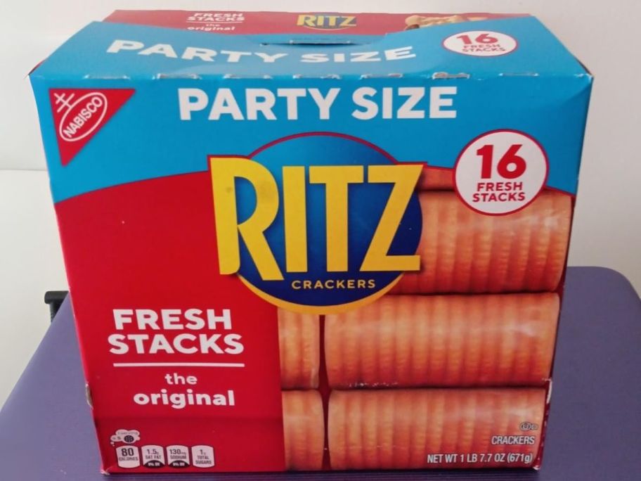 RITZ Fresh Stacks 16-Count Travel Packs Party Size 23.7oz box on counter
