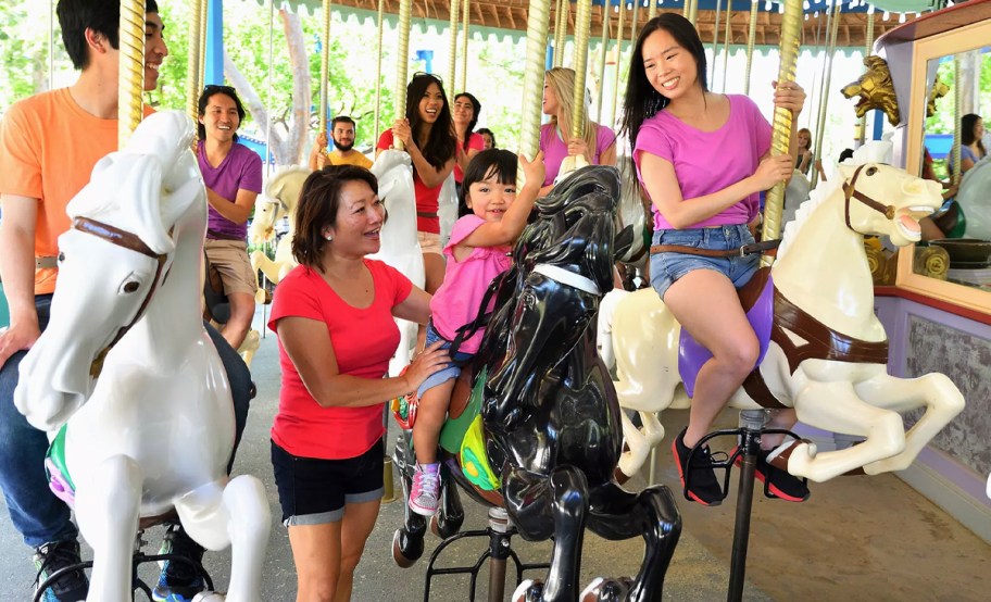 family on carousel 
