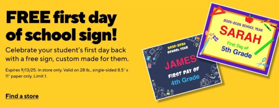 free first day of school sign advertisement