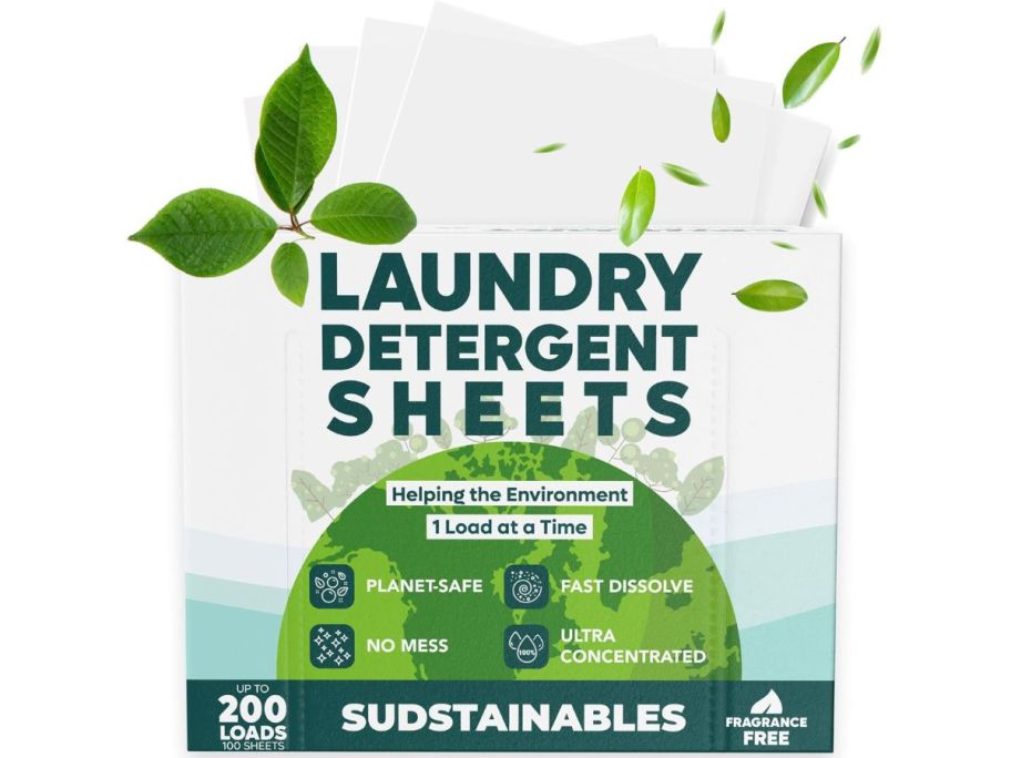 Sudstainables Laundry Detergent Sheets 200-Count - Unscented box