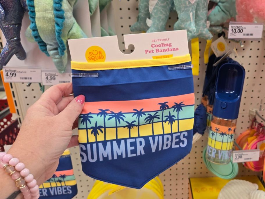 Sun Squad Cooling Summer Vibes Dog & Cat Bandana in hand in store