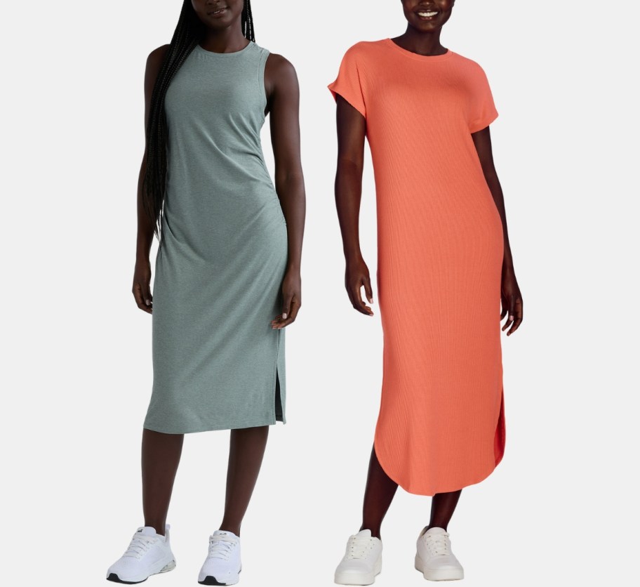 a woman in a tank dress and a woman in a tshirt dress