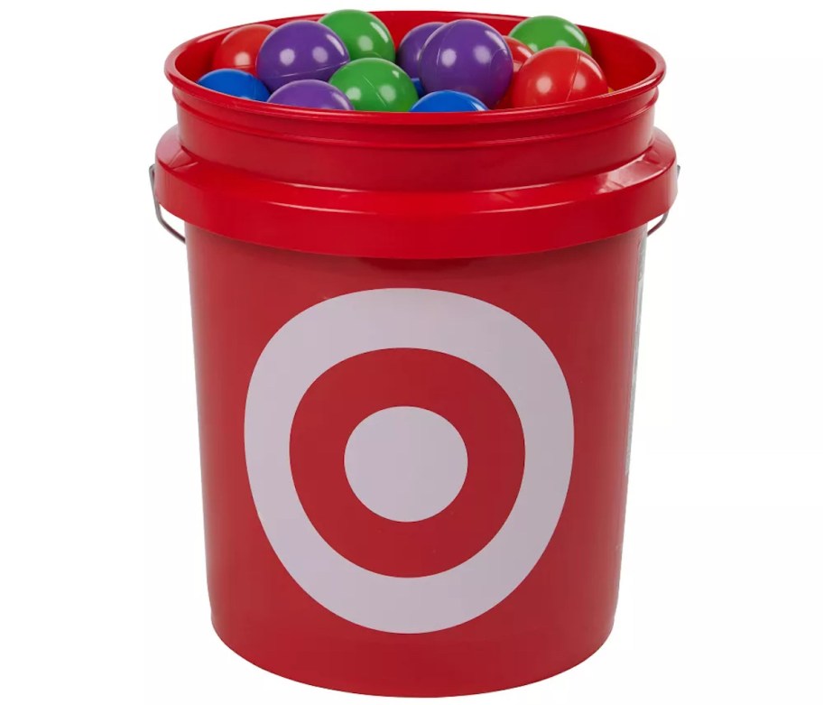 target 5 gallon bucket with colorful balls inside