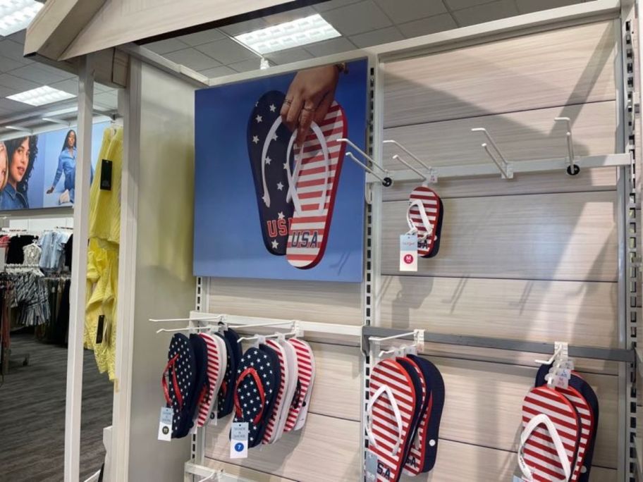 usa mens flip flops hanging in target