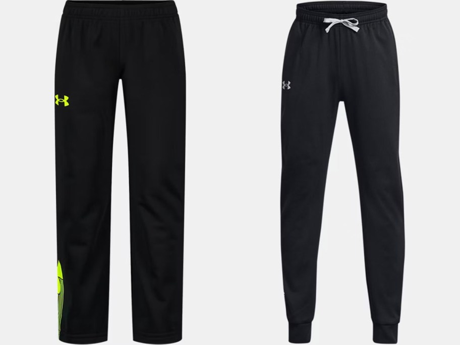 two pairs of black under armour pants 