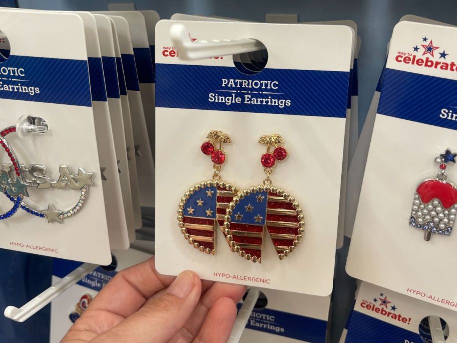 Way To Celebrate Americana "American Pie" Earrings in hand in store