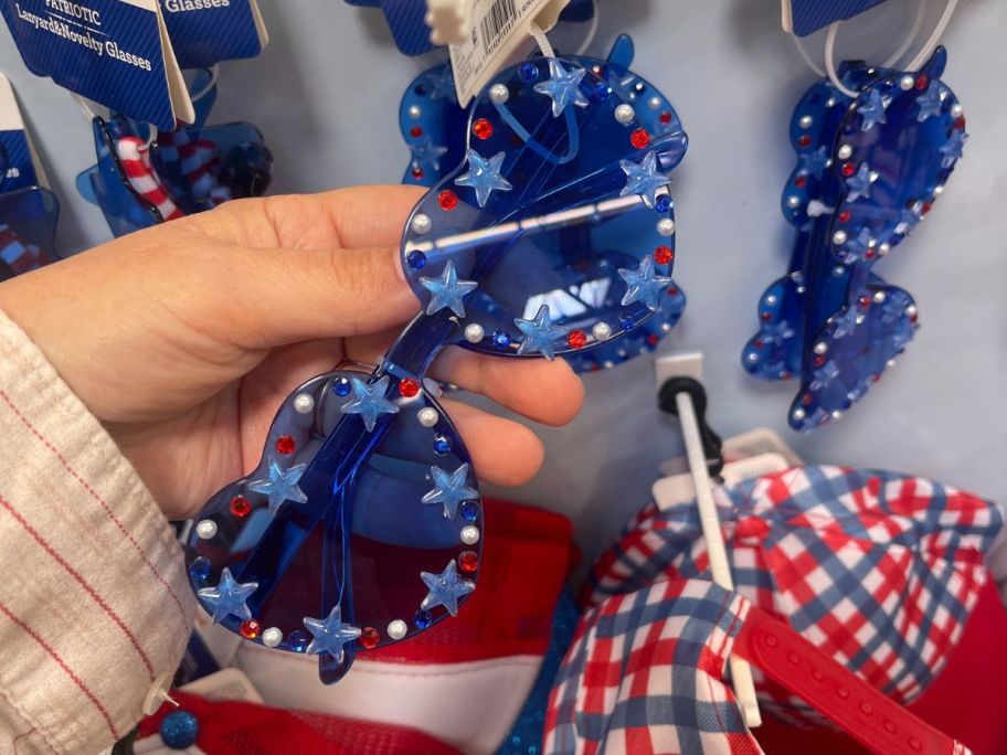 Way To Celebrate Americana Heart Glasses in hand in store