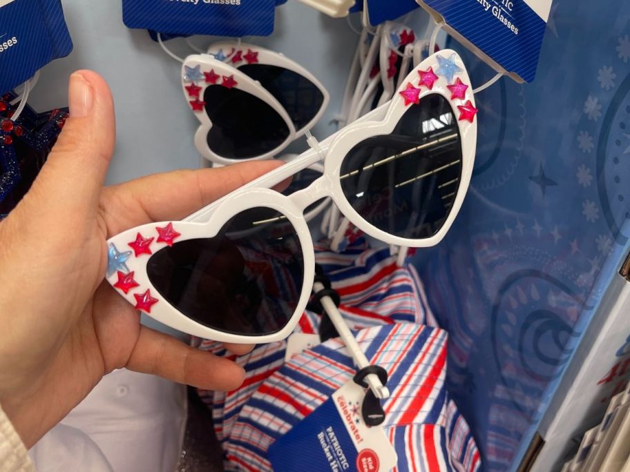 Way To Celebrate Americana Heart Glasses in hand in store